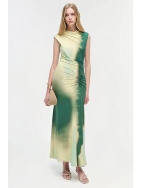 Jonathan Simkhai Acacia Sleeveless Midi Dress in Sea Glass Sunset Print XS